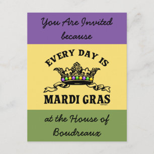 Invitation Mardi Gras personnalisable