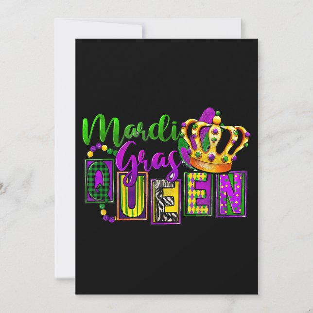 Invitation Mardi Gras Queen Parade Costume Party Femmes Mardi (Devant)
