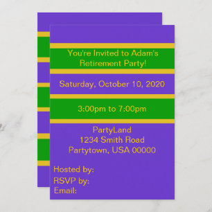 Invitation Mardi Gras Stripes