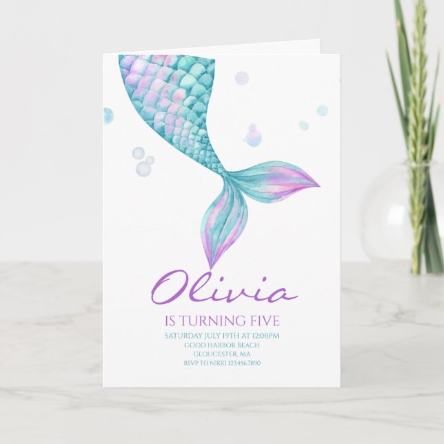 Invitation Marée de sirènes sous la mer Anniversaire (Devant)