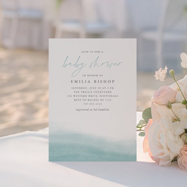 Invitation Marées maritimes Baby shower d'aquarelle côtière (Créateur téléchargé)