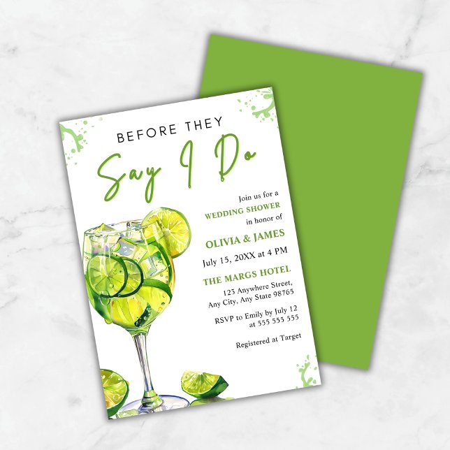 Invitation Margarita Cocktail Party Mariage Couple's Shower (Margarita Cocktail Party Wedding Couple's Shower Invitation  )