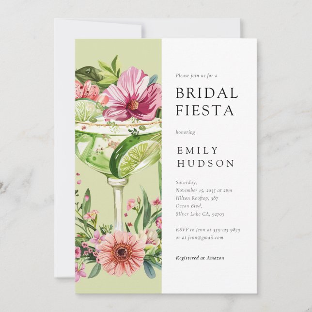 Invitation Margarita Fiesta Fête des mariées florale (Devant)