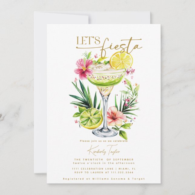 Invitation Margarita Fiesta Floral Let's Fiesta Fête des mari (Devant)