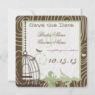 Invitation Margarita Green Grain Bird Cage Enregistrer la dat