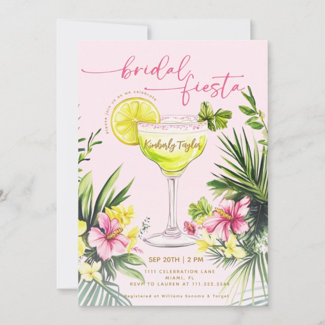 Invitation Margarita Pink Fête des mariées florale de la mari (Devant)
