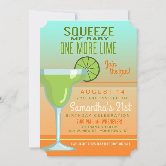 Invitation Margarita | Squeeze Me Baby One More Lime (Devant)