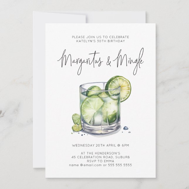 Invitation Margarita Tout Age Anniversaire Cocktail Party (Devant)