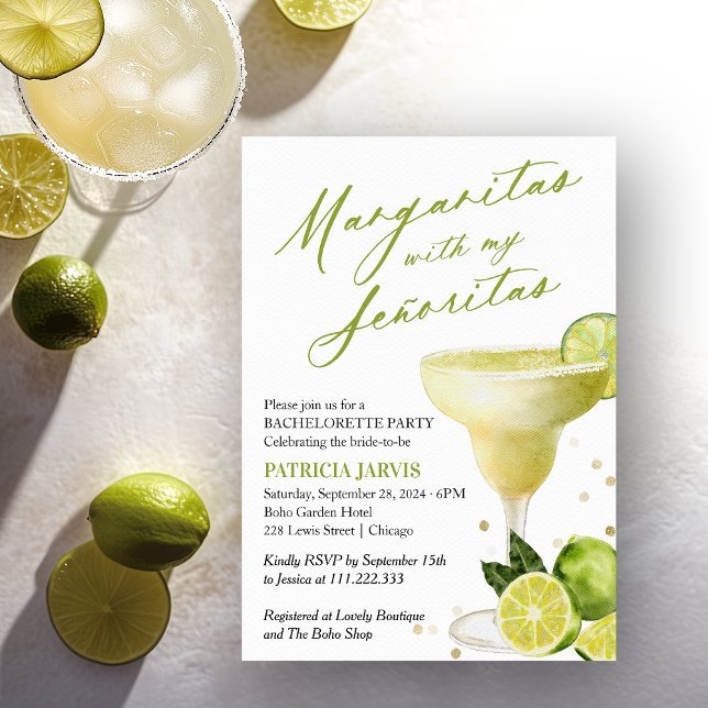 Invitation Margaritas Avec Mon Señoritas Bachelorette (Créateur téléchargé)