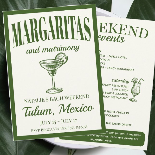 Invitation Margaritas Et Mariage Cocktail Social Itinéraire (Créateur téléchargé)