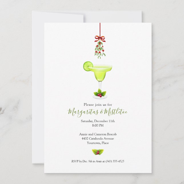 Invitation Margaritas et Mistletoe Fête de Noël (Devant)