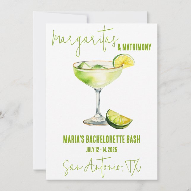 Invitation Margaritas & Mariage Bachelorette Week-end (Devant)