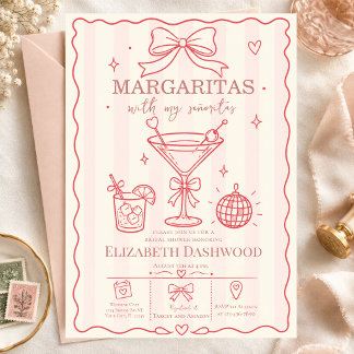 Invitation Margaritas piscine gribouillage Fête Cocktail Mari