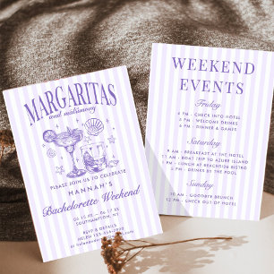 Invitation Margaritas Rétro Modernes et Mariage Rayé Bach