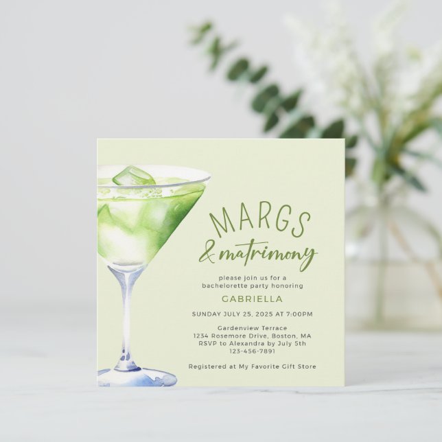 Invitation Marges et Mariage Cocktail Bachelorette Party (Debout devant)