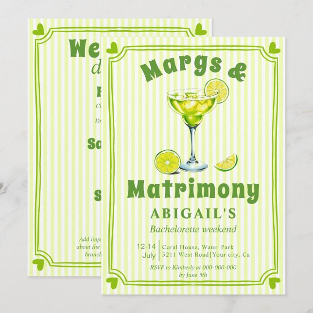 Invitation Marges & Mariage gribouillages week-end de bachelo (Devant / Derrière)