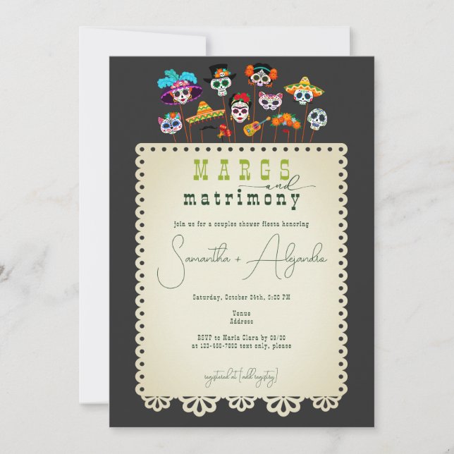 Invitation Marges & Mariage Wedding shower mexicain Fiesta (Devant)