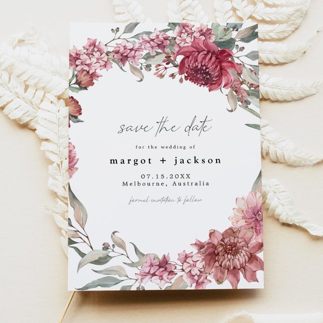Invitation MARGOT Dusty Rose Blush Floral Photo Enregistrer l (Créateur téléchargé)