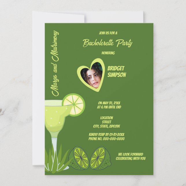 Invitation margs et mariage Bachelorette portrait (Devant)