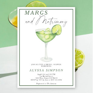 Invitation Margs et Matrimony Lime Margarita Enterrement de V