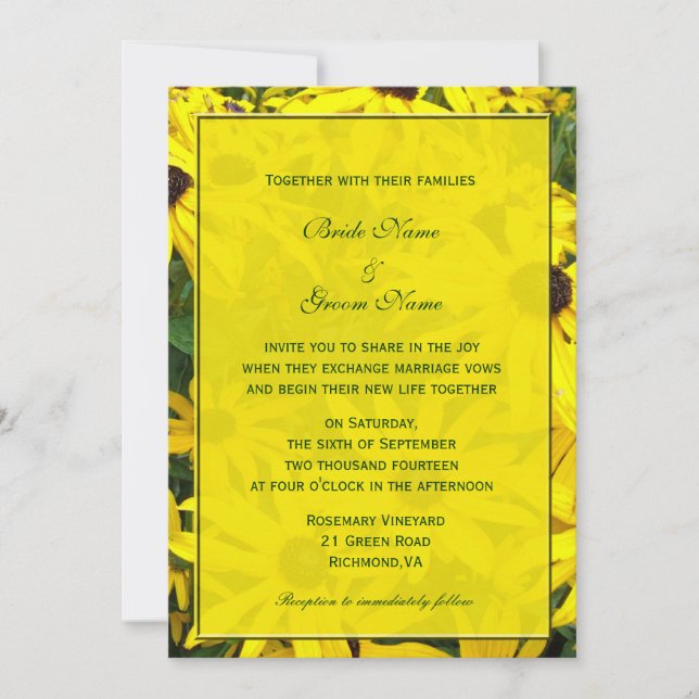Invitation marguerite d'été jaune vif fleurs mariage invite (Devant)