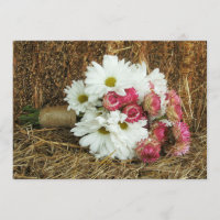 Marguerite et bouquet et foin roses - mariage de