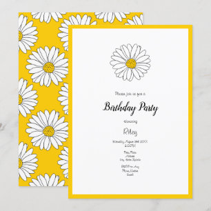 Invitation Marguerite jaune et blanc et Motif 2