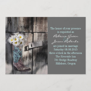 Invitation marguerite rustique pays occidental cowboy mariage