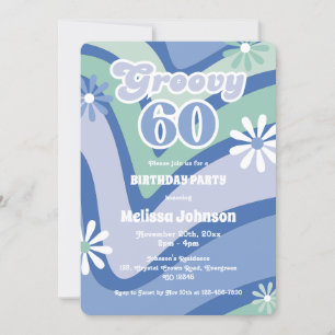 Invitation Marguerites à vague rétro Super 60e anniversaire b