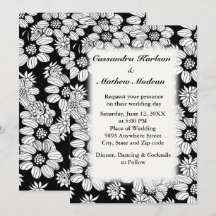 Invitation Marguerites blanches avec Mariage Arrière - plan n