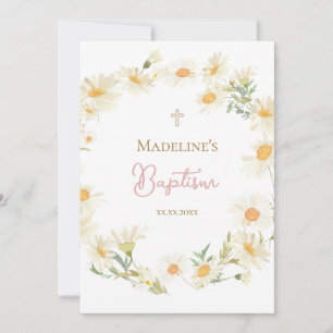 Invitation marguerites d'aquarelle Baptême