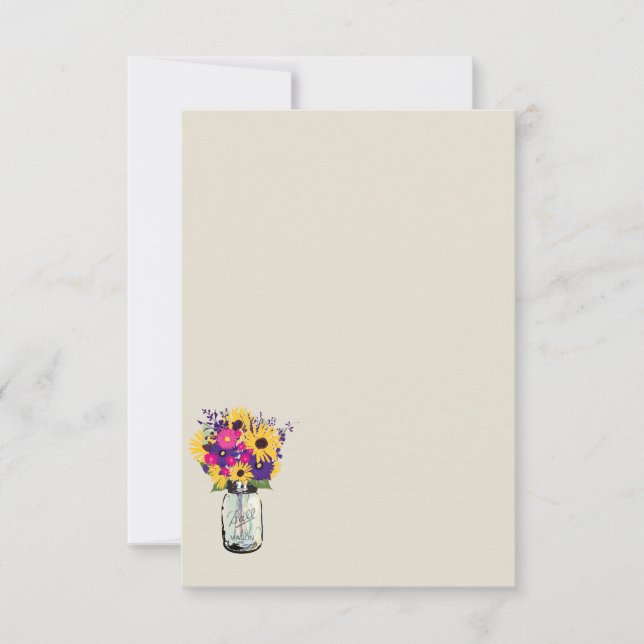 Invitation Marguerites et Tournesols dans un Pot Mason | Cart (Devant)