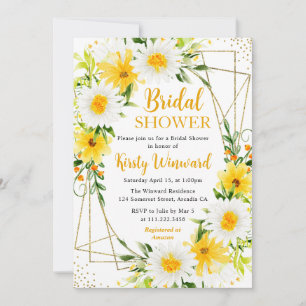 Invitation Marguerites jaunes et blanches Mariage Fleurs Cadr
