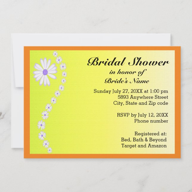 Invitation Marguerites sur Fête des mariées Arrière - plan ja (Devant)