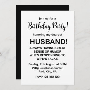 Invitation Mari Hubby Citation Amusante Mari Anniversaire