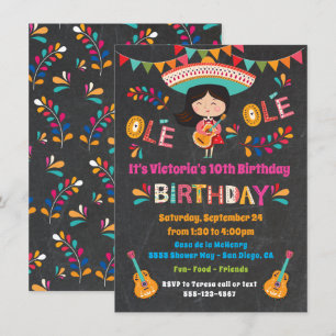 Invitation Mariachi Fille Mexicaine Fête d'anniversaire