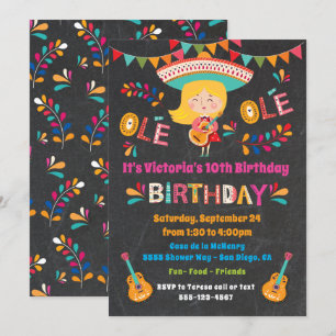 Invitation Mariachi Fille Mexicaine Fête d'anniversaire