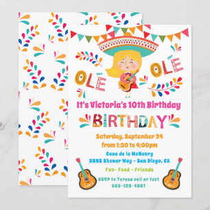 Invitation Mariachi Girl Mexcia fête son anniversaire