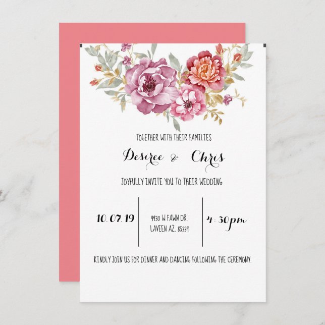 Invitation Mariage (Devant / Derrière)