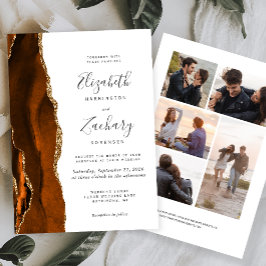 Invitation mariage 5-Photo Burnt Orange Gold Agate