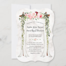 Invitation Mariage à baldaquin rose vif Fleurs de fleurs sauv