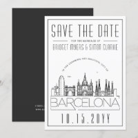 Mariage à Barcelone Skyline stylisé Enregistrez la