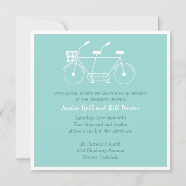 Invitation Mariage à bicyclette Tandem (Devant)