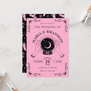 Invitation Mariage à bille en cristal de lune rose noire