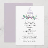 Mariage à cage d'oiseau florale violet aquarelle v