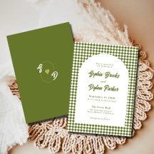 Mariage à carreaux vert olive moderne à l'ancienne
