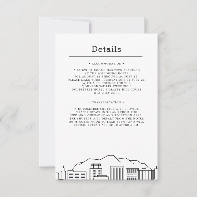 Invitation Mariage à Colorado Springs | Détails pour les invi (Devant)