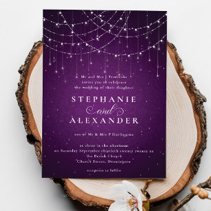 Invitation Mariage à cordes élégantes Royal Purple