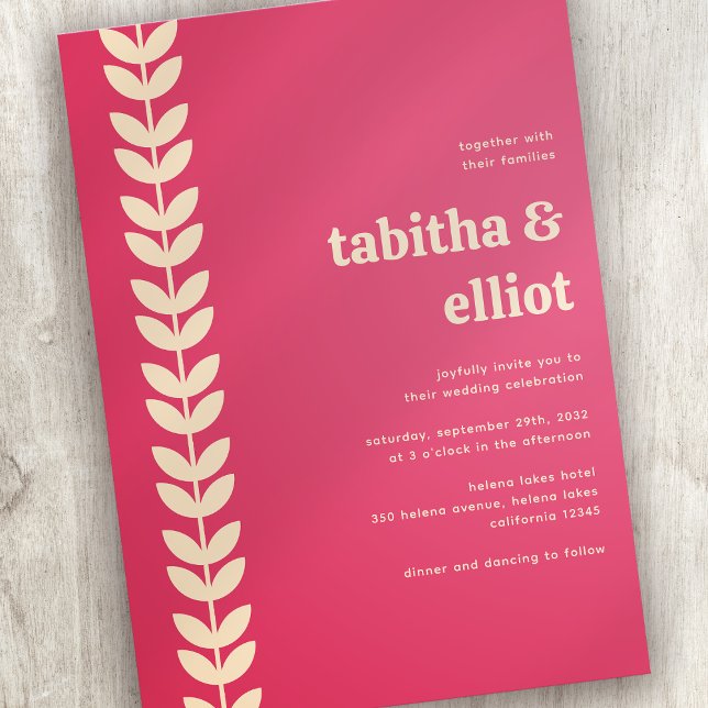 Invitation Mariage à crème rose fleurie moderne rétro (Créateur téléchargé)