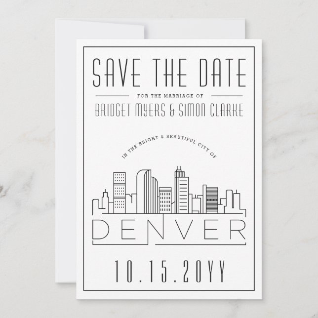 Invitation Mariage à Denver - Ciel stylisé - Save the Date (Devant)